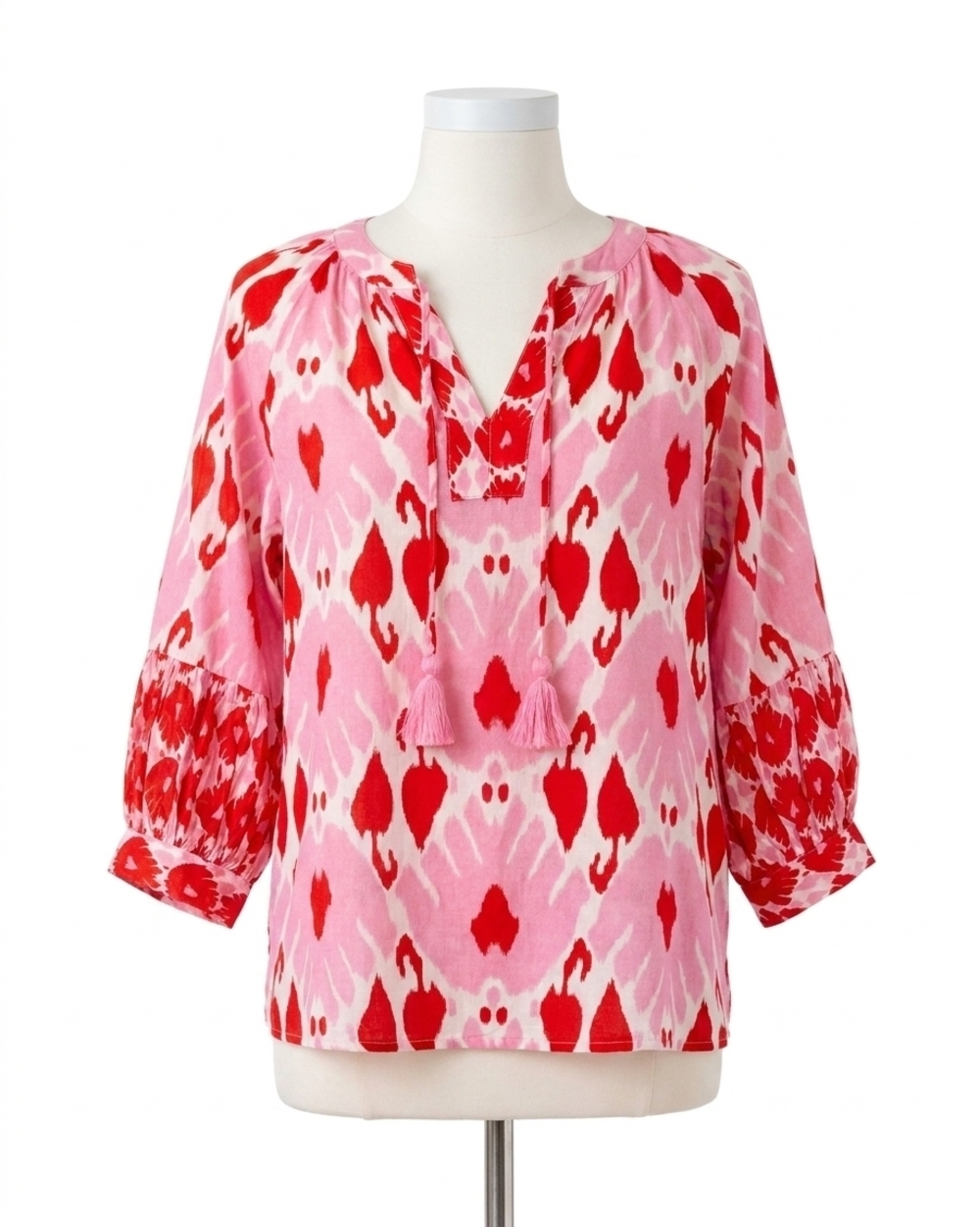 NEW IVY JANE ikat your heart top in red